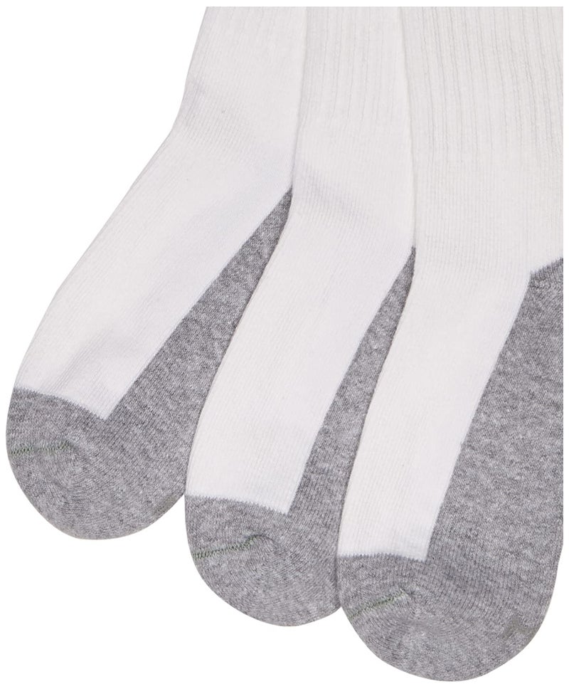 Jefferies Socks Big Boys' Seamless Toe Athletic Crew Socks, 6-pack White/Grey, 7-8 1/2(Small)(Shoe size 9-1) - Image 3